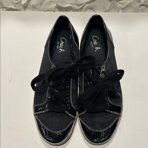 Coach Black Canvas Sneakers with Patent Trim